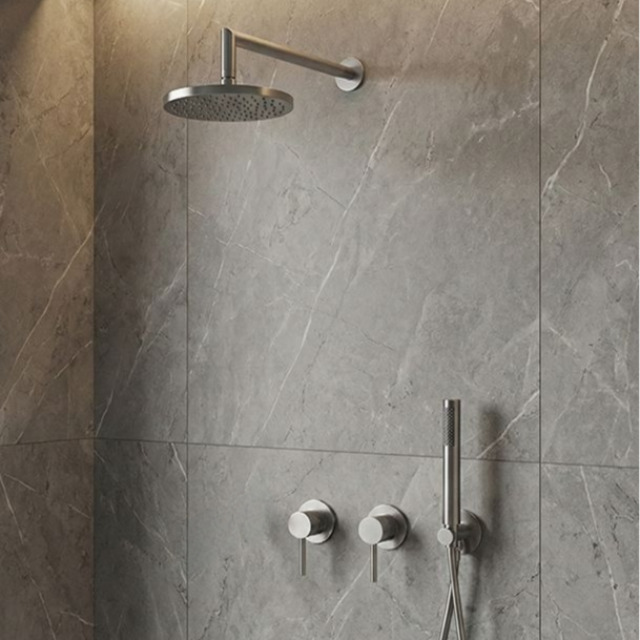 미니미니 2WAY 벽매립 샤워수전 니켈 이미지