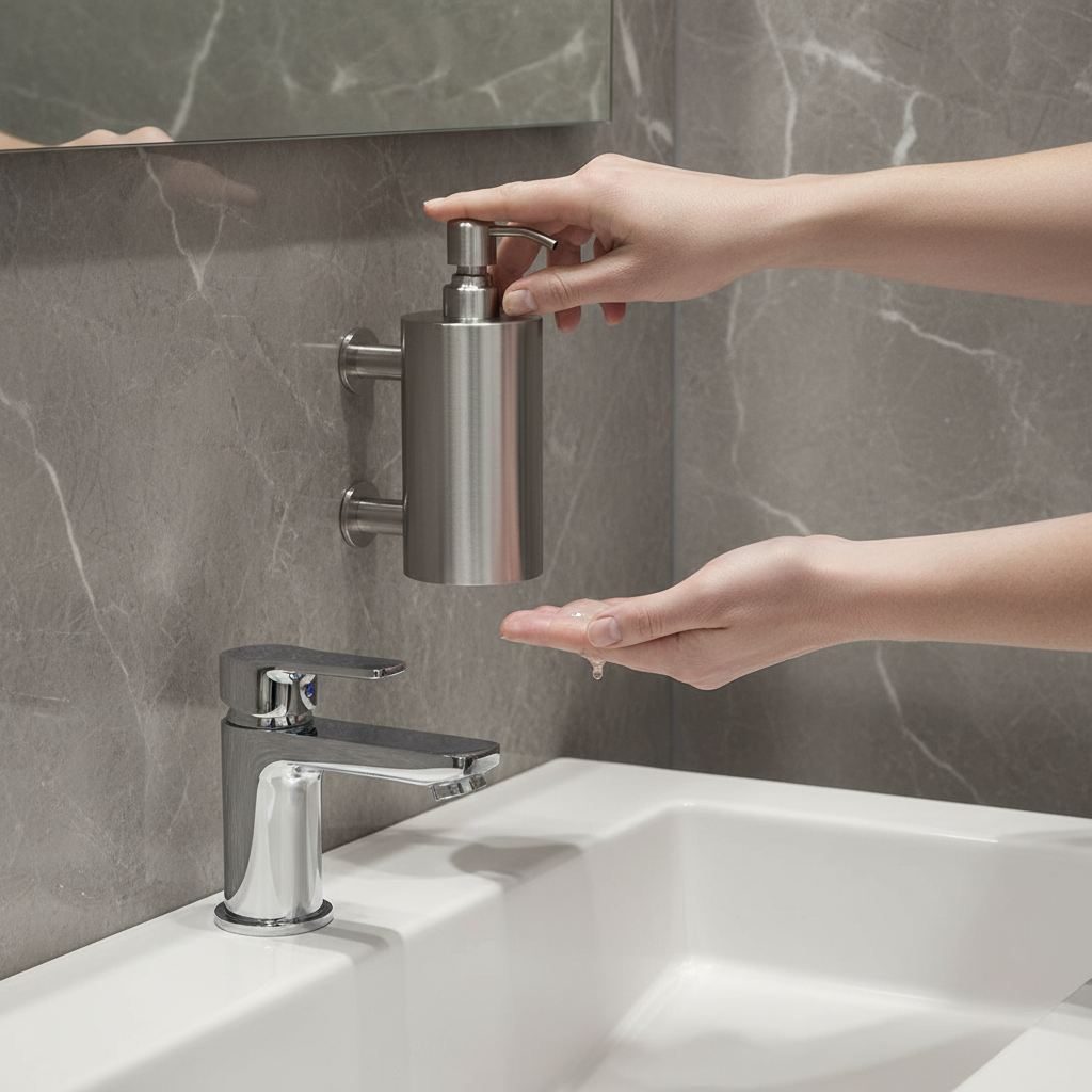 프레오 물비누 디스펜서 벽붙이 대용량(500ml) 실버 이미지