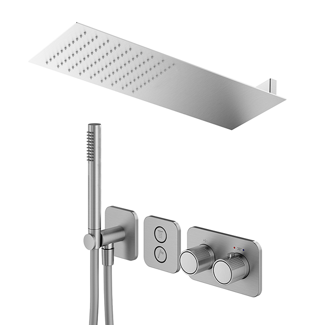 오딧세이 2WAY 버튼식 자동 온도조절 샤워세트 02 브러쉬드 크롬 이미지